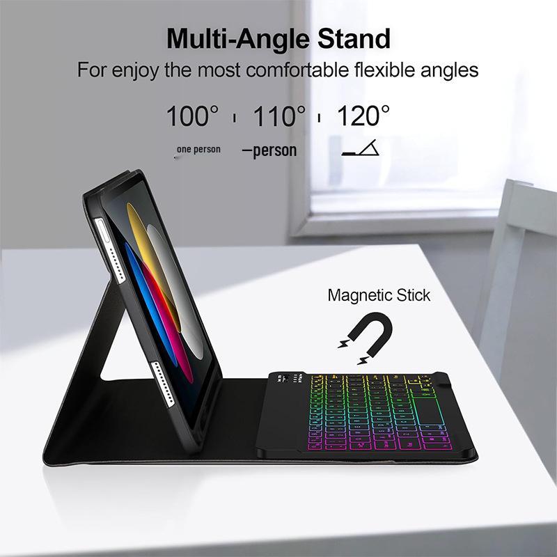 Colorful Backlit Keyboard Case for iPad 11th Gen - A16 Detachable Keyboard with Pen Holder