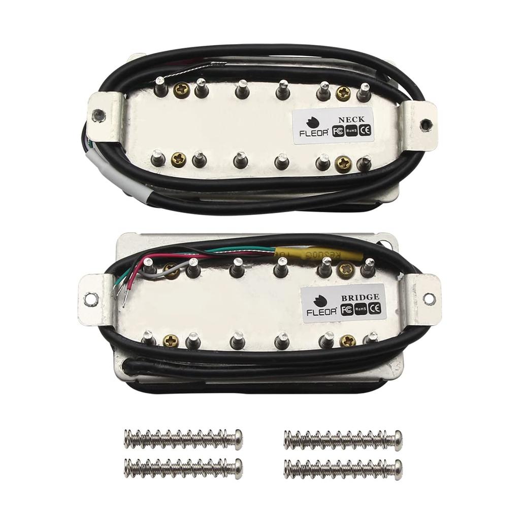 FLEOR Alnico 5 Electric Guitar Humbucker Pickups, Neck and Bridge Pickups (14-15K), White
