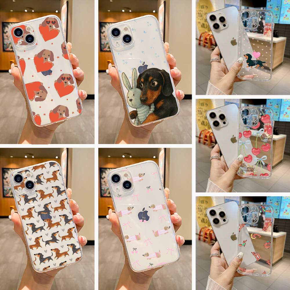 Süßes D-Dackel Bulldogge Handyhülle Transparentes Silikon Weich Für iPhone 17 16 15 14 13 12 11 Mini Pro Max Plus