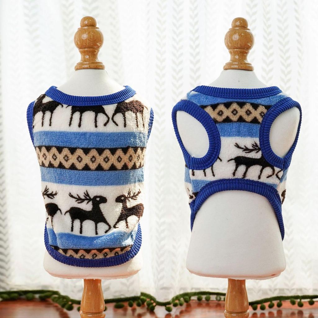 Cozy Cartoon Puppy Flannel Cat & Dog Vest - Warm Teacup Doggy Clothes for Small Pets