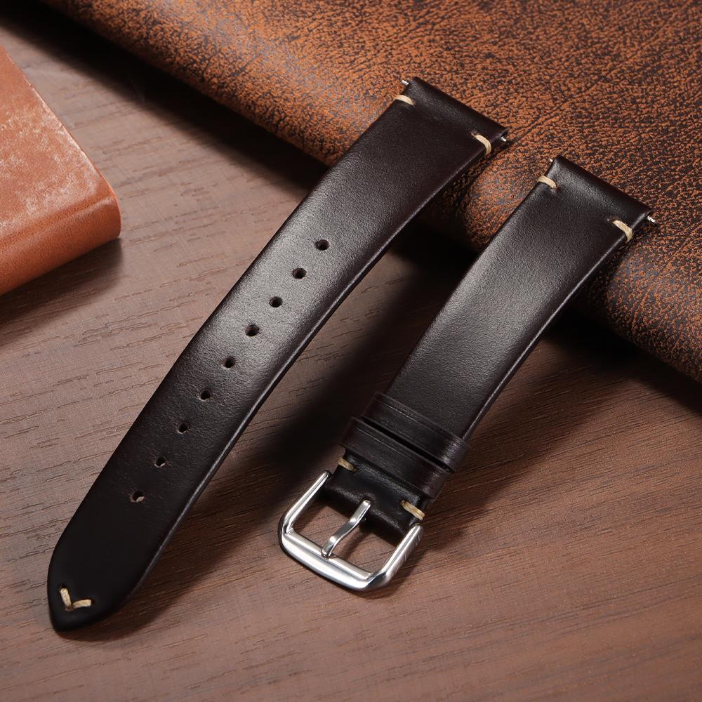 18mm 20mm 22mm Stisching Cowhide Watchbands Men Women Soft Calfskin Business Watch Straps Vintage Brown Black Bracelet Wristband