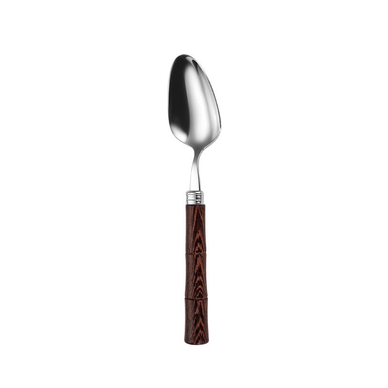 304 Stainless Steel Bamboo Joint Cutlery Set: Wood Handle Knife, Fork & Spoon - Stylish Western Dessert & Fruit Utensils