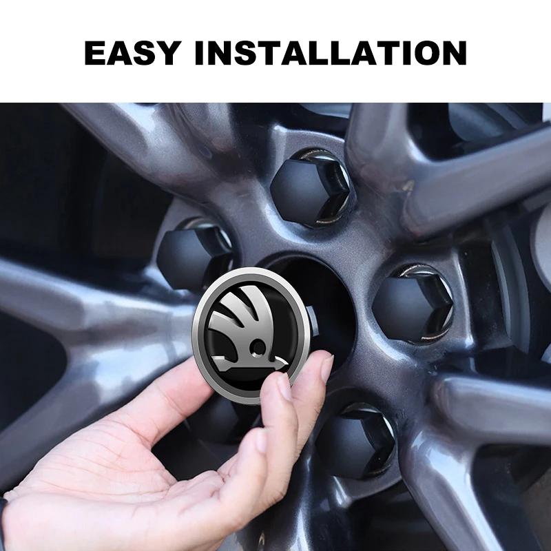 DDWO5 56MM Car Wheel Center Hub Cap Logo Stickers Rim Emblem Car Styling For Skoda Sharp Sharp crystal Sharp Rapid speed Pye Di trunk