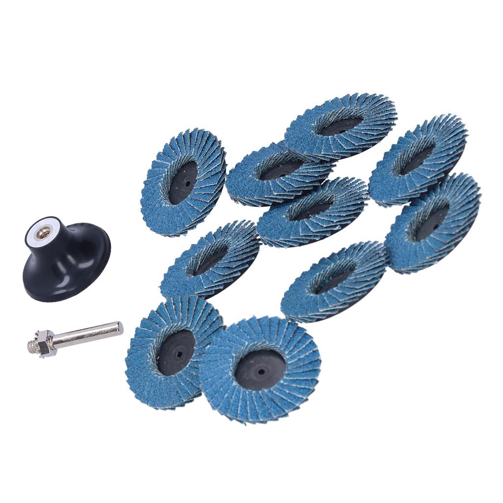 10Pcs Abrasive Wheel 80?Grit Torsion Zircon Corundum Grinding Flap Disc with Rubber Disc 2in