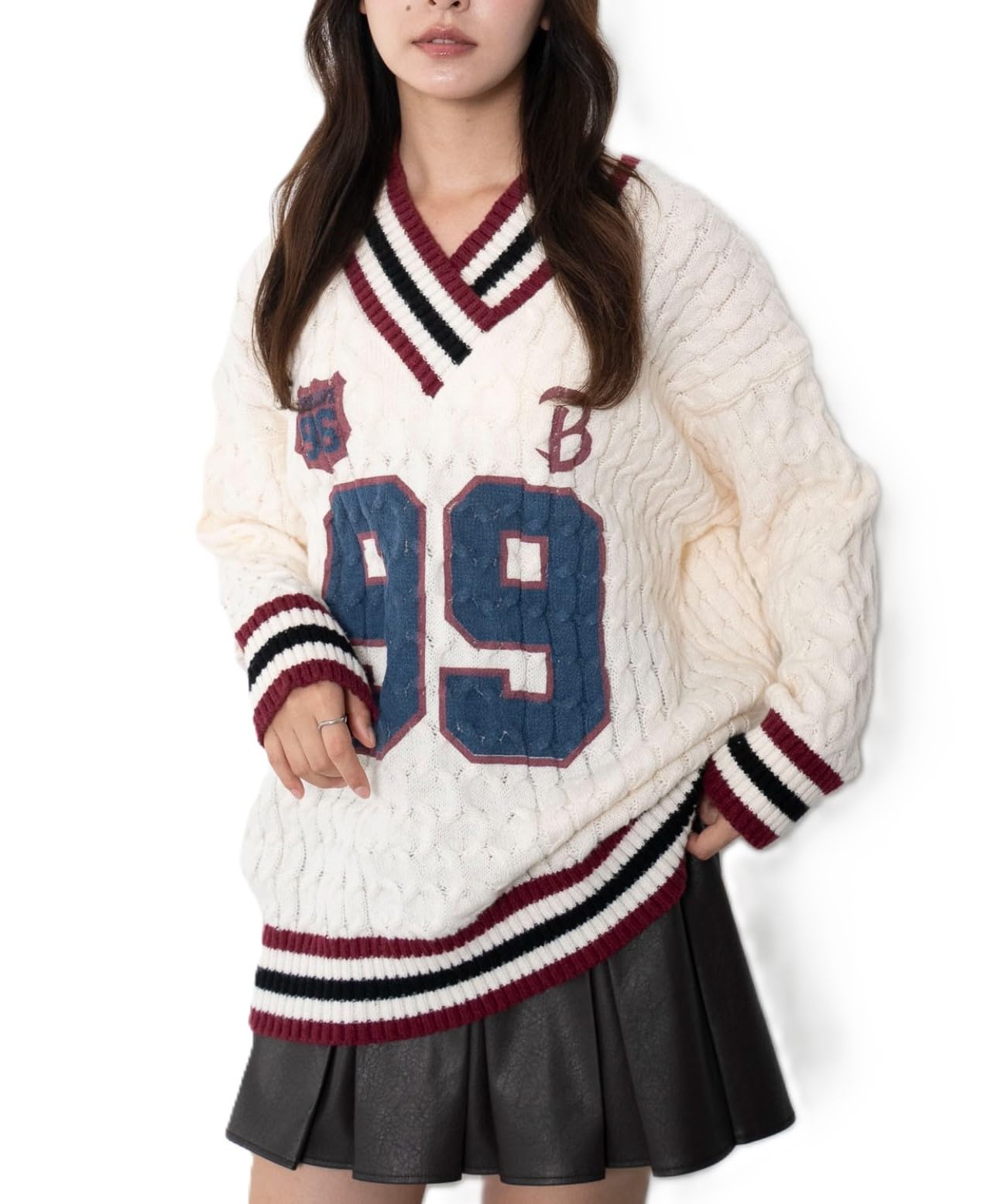 

WEGO Сверхразмерный школьный белый цвет слоновой кости женский трикотаж, F,