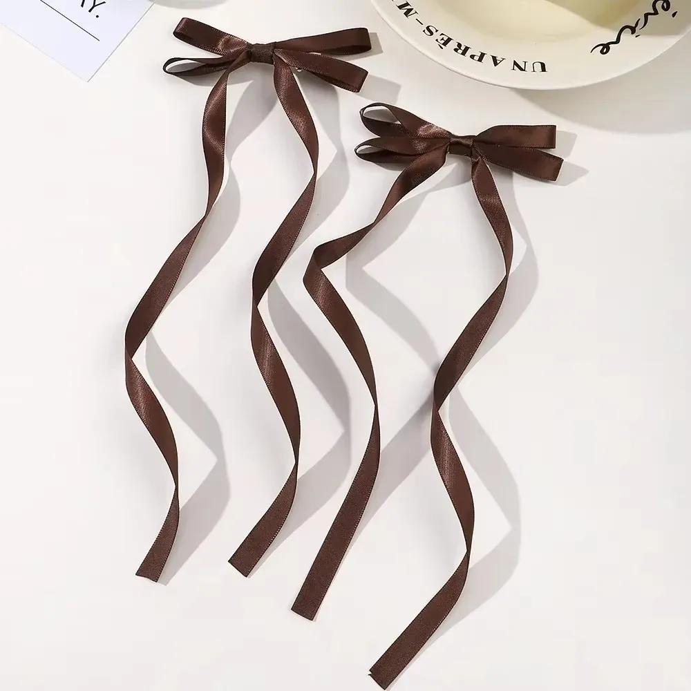 

2pcs Long Tassel Ribbon Hairpin Cute Candy Bow Clip for Women Girls Party Gifts Headwear Side Clips Hair Accessories