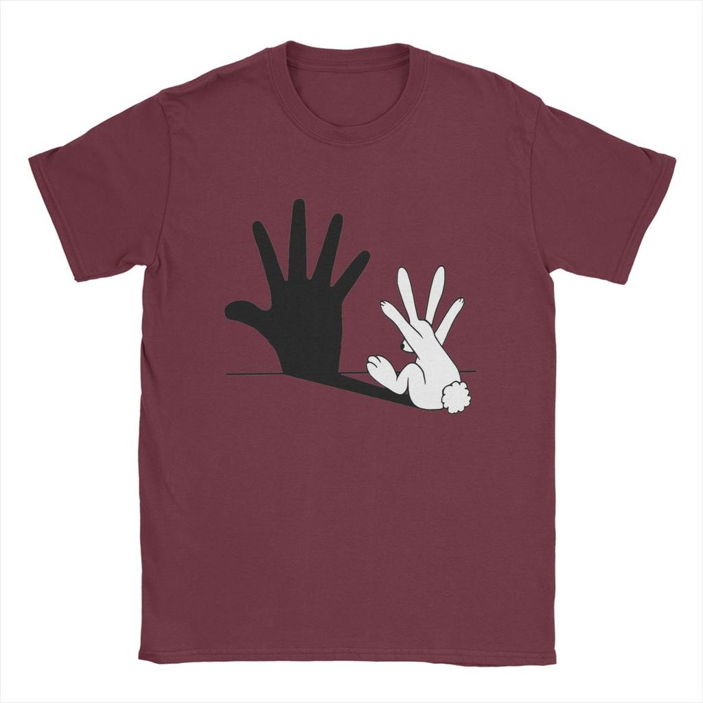 Rabbit Hand Shadow T-Shirt Men Hipster Pure Cotton Tees Round Collar Short Sleeve T Shirts Printed Clothes