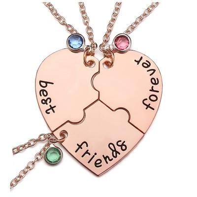 Top Plaza Best Friends Forever and Ever Necklace 3 BFF Heart Puzzle Matching Alloy Pendant Necklace Friendship Jewelry for Metal Sisters,