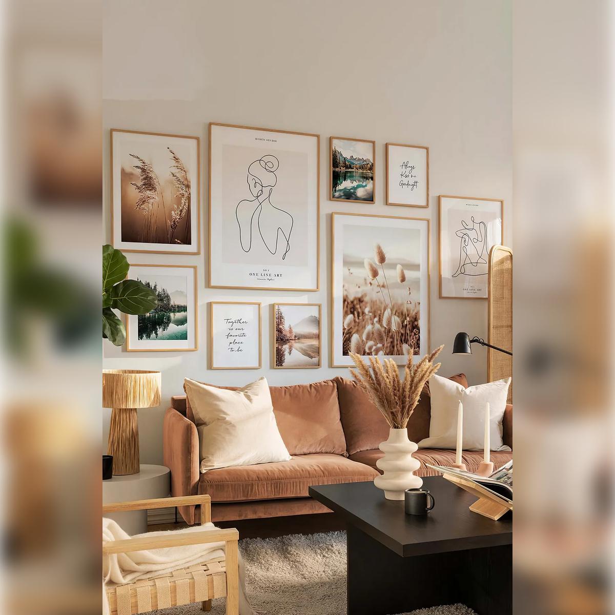 

9-Piece Wooden Frame Look MDF Wall Art Set