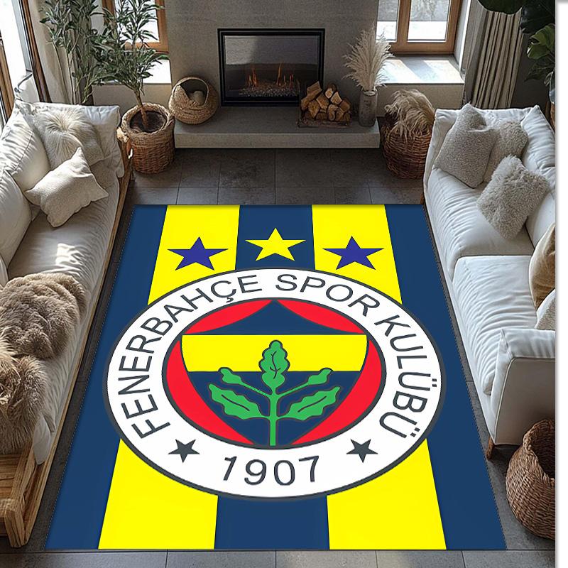 Fenerbahce Printed Flannel Area Rug Non Slip Soft Polyester Floor Carpet Indoor Decor Mat for Bedroom Living Room Sofa