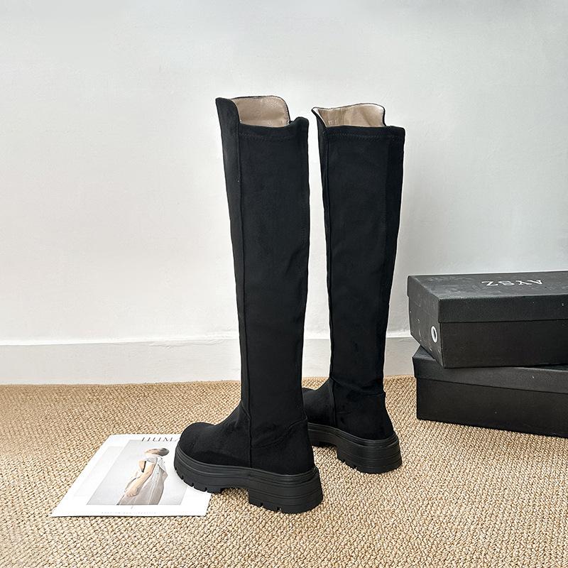 Autumn and Winter Retro Two-wear Boots Women's Heightened Suede Over the Knee Knight Boots Thick-soled Velvet Thermal Boots