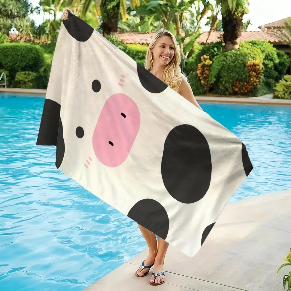 1pc Cartoon Cow Beach Towel Quick-drying Towel Super Absorbent Suitable for Beach Vacation Pool Swimming Summer Gift for Friends