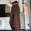 Drapey Coffee Drawstring Wide-Leg Sweatpants for Women - Versatile Spring/Autumn Style