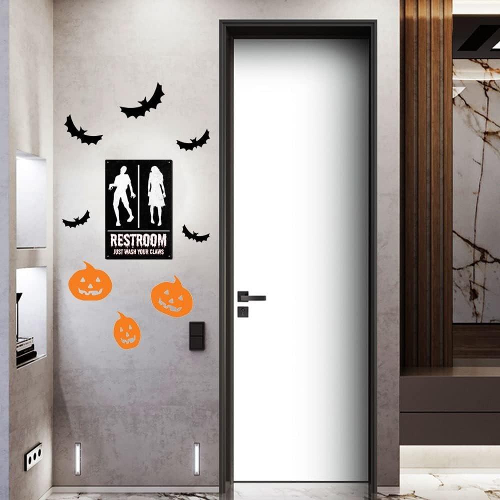 Halloween Zombie Unisex Restroom Metal Sign - Funny Toilet Door Decor for Halloween Party