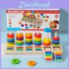 Wooden Toddler Educational Toy Number Sequence Rainbow Ring Cloud Playset For Kids