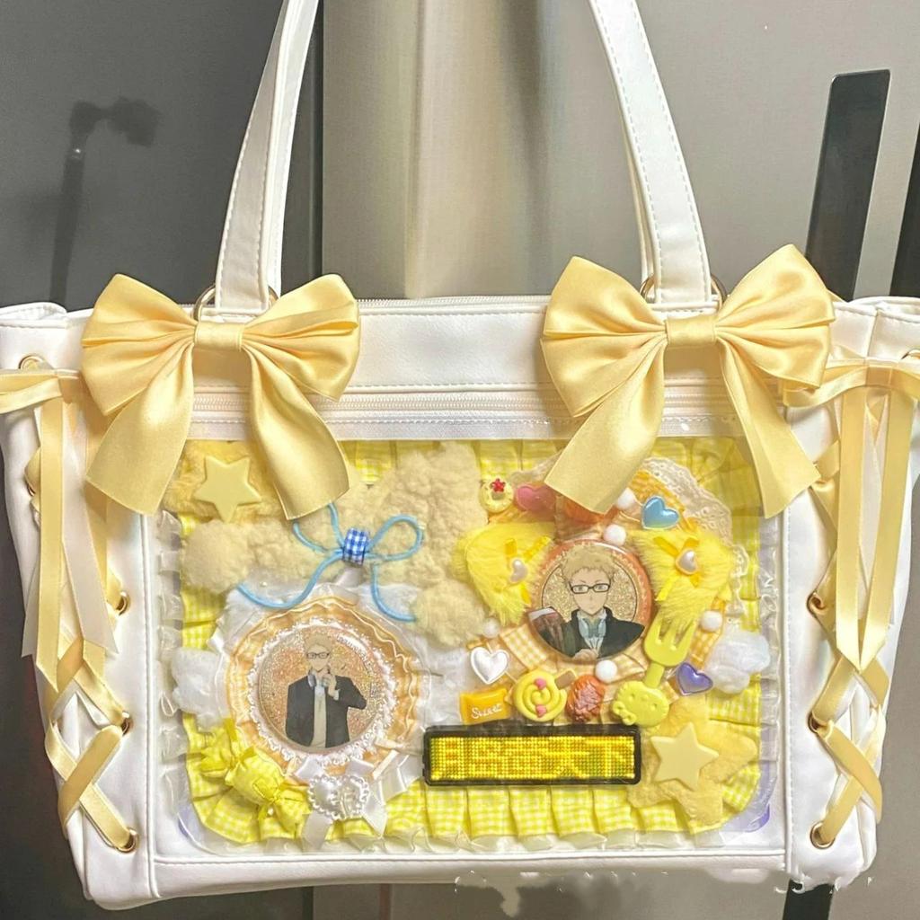 New Y2K Sweet Lolita Pink Ita Bag Women Japanese Transparent Large Capacity Tote Bag Ladies Harajuku Kawaii Handbag Aesthetic