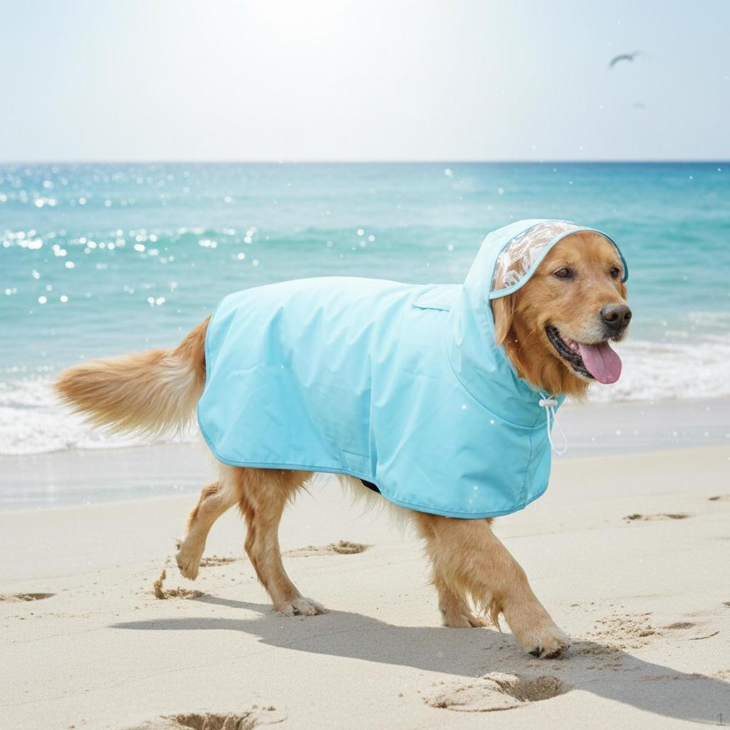 Breathable Adjustable Hooded Raincoat, Waterproof Jacket for Puppy Medium Dogs