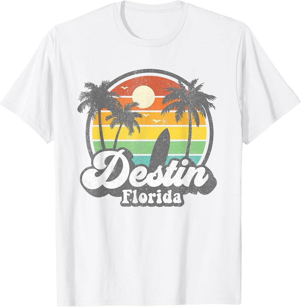 Retro 70s Beach Surfing T-Shirt Inspired by Destin, Florida