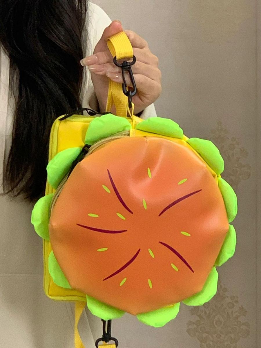 

Сумка через плечо с мультяшным сыром и сыром, стерео-гамбургер, милая сумка через плечо для девочек, забавный маленький рюкзак (20cm<Max Length<30cm)