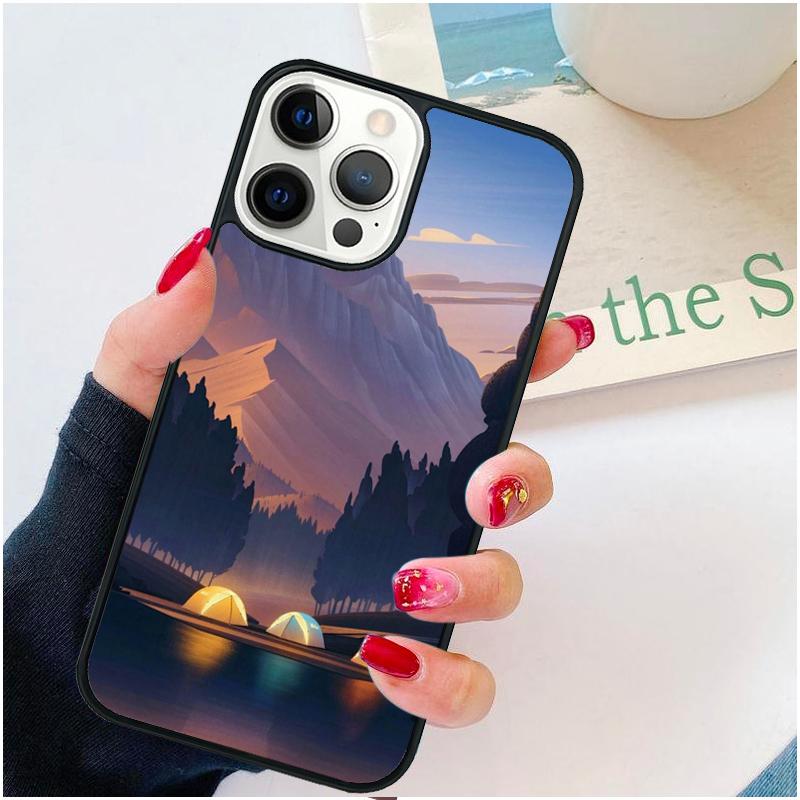 Nature Camping Art Phone Case For iPhone 17 Air 16 pro max 15 14 plus 12 13 Soft Bumper Shell Cover coque