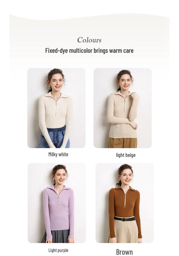 Women's Soft Cashmere Half-Zip Lapel Sweater - Slim Fit, Warm & Gentle Winter 2026 Style