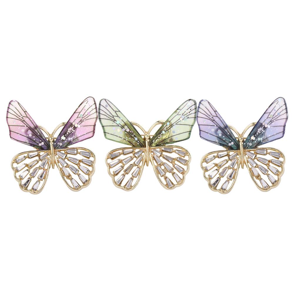 Coat Collar Pin Korean Style Badge Clothes Accessories Women Brooch Transparent Wings Butterfly