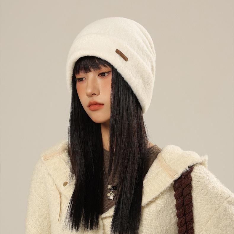 Stacking Hat Autumn and Winter Hat Women's Fleece Ear Protector Warm Cold Hat Knitted Wool Hat