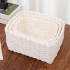 3Pcs Woven Storage Basket Natural Rattan Paper Rope Stackable Square Open Design for Kitchen Bedroom Living Room Bathroom Storage Organizers Home Tidy