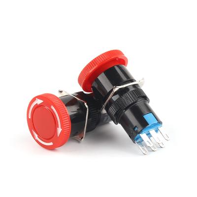 1PCS AB6 16mm 3/6 Position Knob Rotary Switch Small Round Emergency Stop  Switch Start Up Power Switch With Key Switch