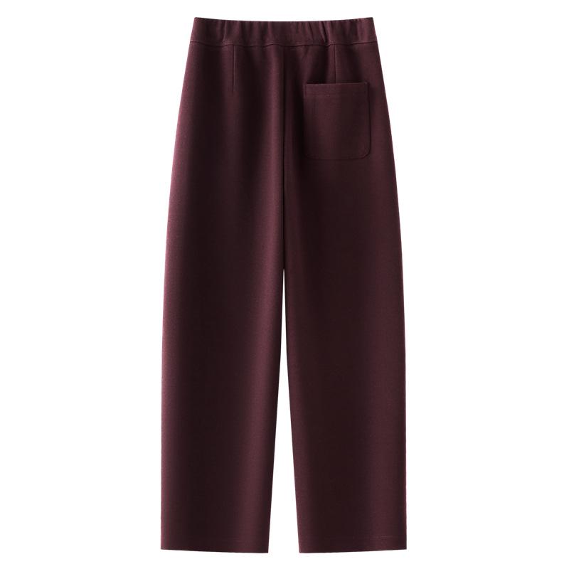 Women's Dark Cashmere Wide-Leg Pants 2024 - Elastic, Loose-Fit, Autumn/Winter Long Trousers