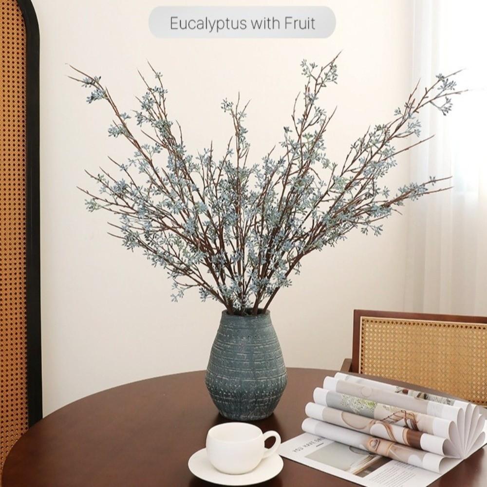 Handmade Artificial Eucalyptus Berries Plastic Real Touch Simulation Eucalyptus Tree Floral Arrangement Green Plants