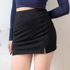 American Retro High Waist Slimming Bodycon Midi Skirt with Slit Hem