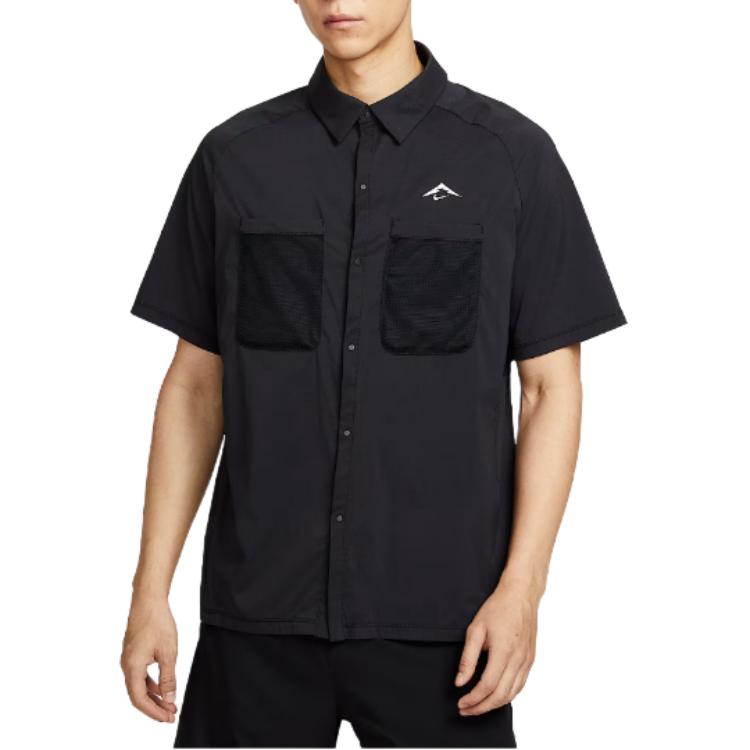 Nike Logo Button Short Sleeve Shirt Men Shirts Black HV2165010