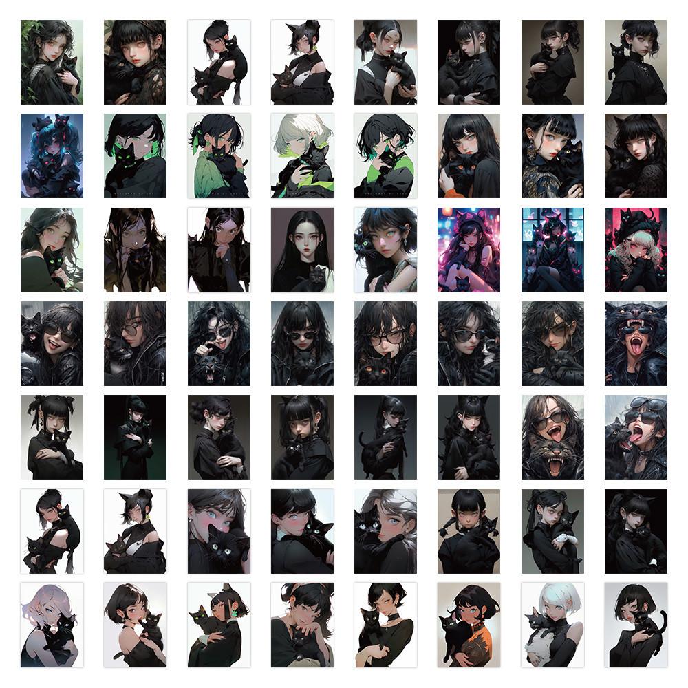 

60PCS Crazy Beauty & Black Cat Stickers - Unique Decor for Creative DIY Projects & Personal Items AnimeWorlds Store