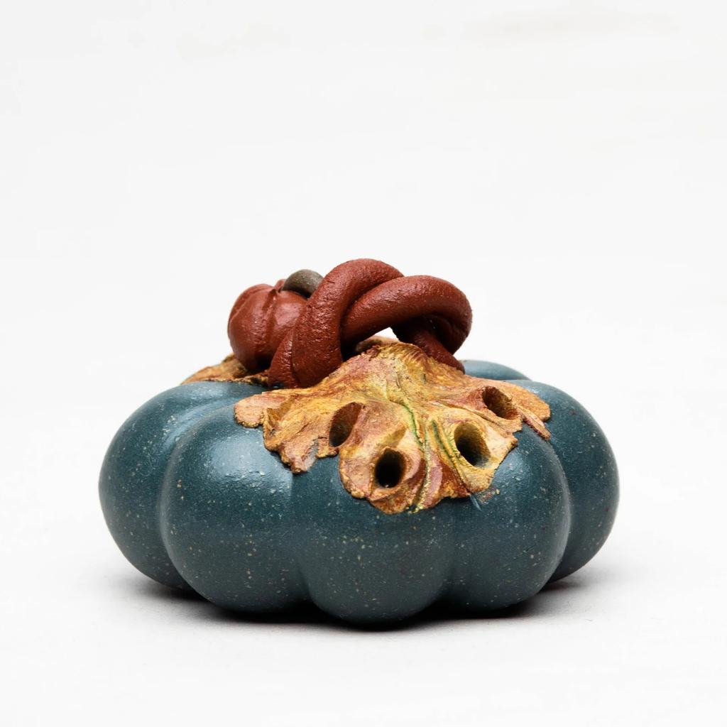 Pet de Chá Criativo de Argila Roxa Modelo Abóbora Ornamentos Figura de Chá de Mesa Artesanato de Escultura Feito à Mão Decoração de Conjunto de Chá para Casa Arte