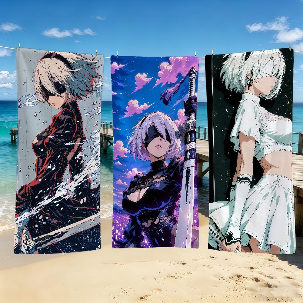 Towel For Outdoor Camping Game 2B Beach Towel Super Absorbent Quick-Drying Summer Nier Anime Automata Towel