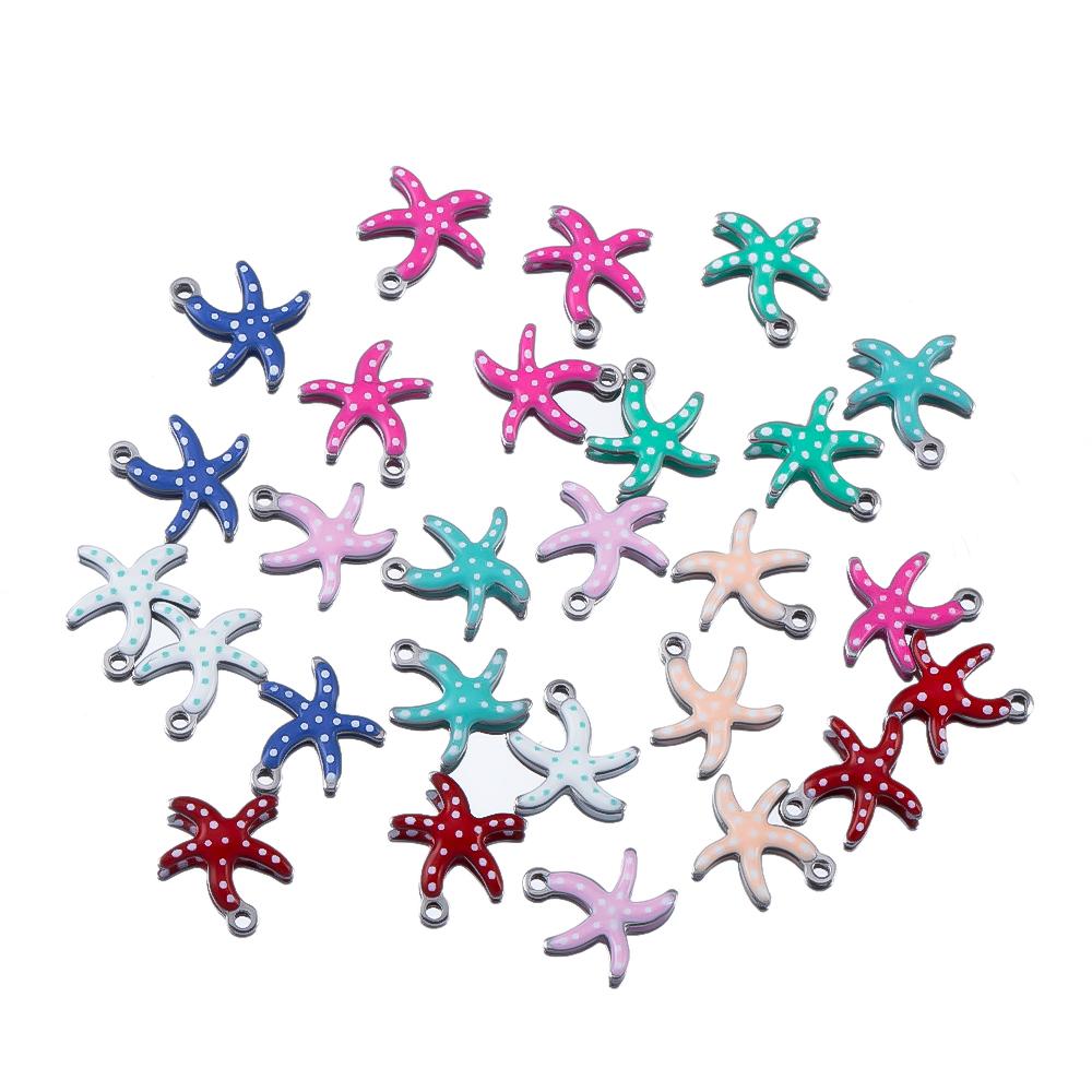 20pcs Stainless Steel Cute Marine Dolphin Octopus Crab Fish Tail Starfish Charms Necklace Earring Pendant for DIY Jewelry Making