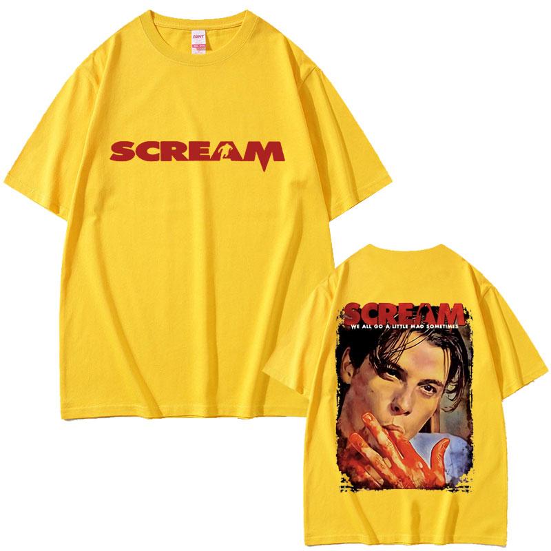 90s Horror Movie Scream Graphic Summer Tshirts Billy Loomis Print Tshirt We All Go A Little Mad Billy Halloween Men T Shirts