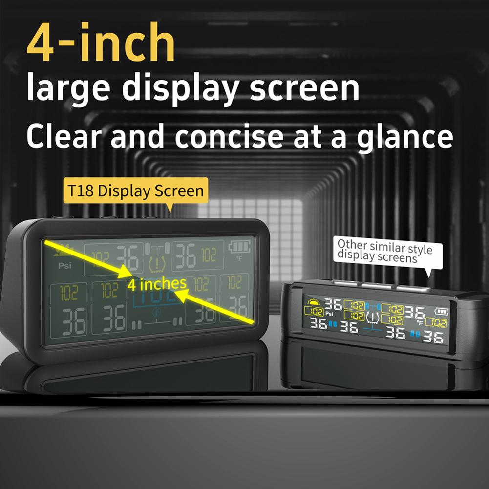 Tire Pressure Monitoring System with 4/6 External Sensors Tyre Temperature Monitor LCD Display for RV Sedan SUV Truck