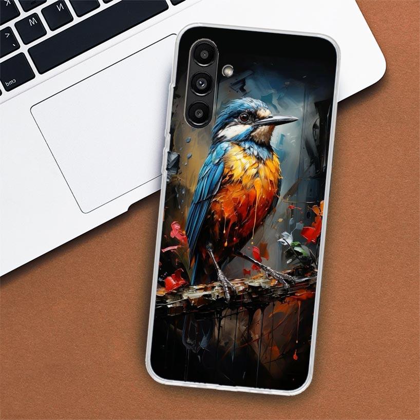 Animal Oil Painting Bird Phone Case For Samsung Galaxy A55 A54 A53 A52 A15 A14 A13 A12 A35 A34 A33 A32 A25 A24 A23 A22 A04S A03S