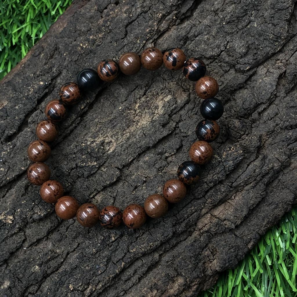 8mm Natürliche Mahagoni Obsidian Edelsteinperlen Unisex Schmuck Handgemacht Persönliches Wachstum Armband 7.5" RBB-62