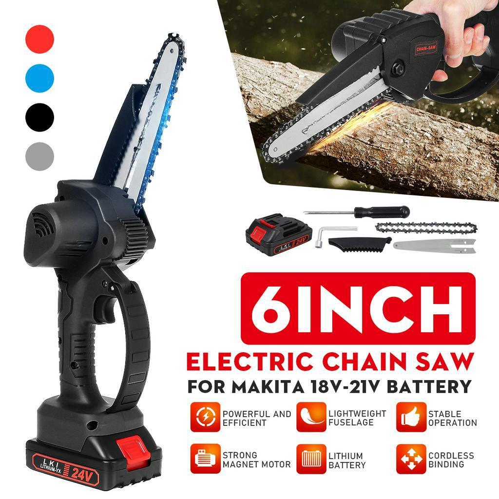 6 Inch Electric Chain Saw Pruning Chain Saw 1200W Cordless Garden Tree Logging Saw Woodworking Cutter Tools for Makita Battery