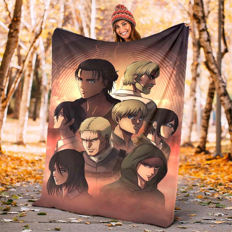 Attack on Titan Flannel Blanket Soft Warm All-Season Throw, Design for Camping, Car Travel, Hiking Sofa, Bed, Office Perfect Gift for Parties