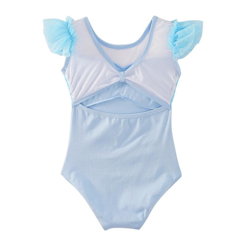 Ruffle Sleeve Ballet Leotard Girls Kids Gymnastics Bodysuit Ballerina Fairy Party Dancing Training Performance Dancewear