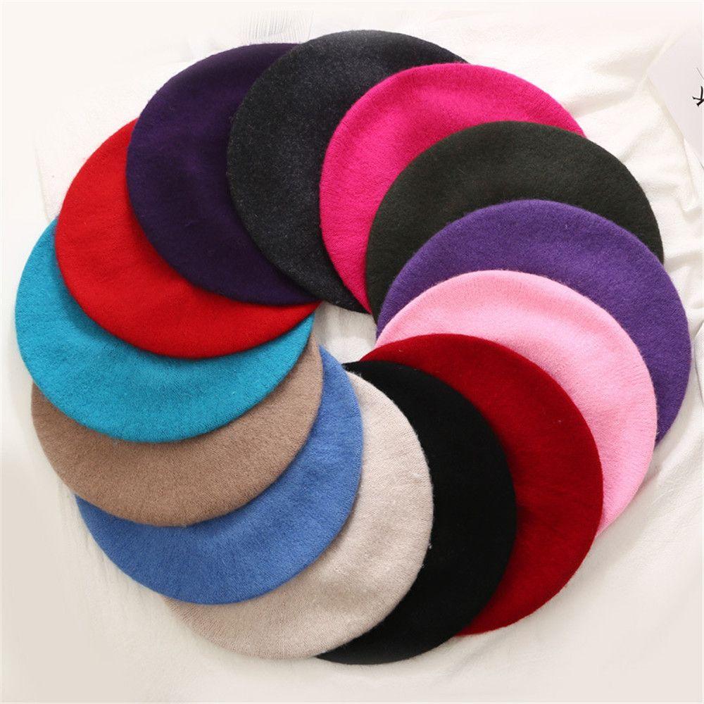 French Baggy Beanie Wool Beret Cap Felt Berets Flat Cap Hat Autumn Beret Hat