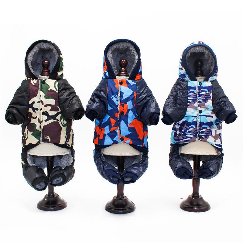 New Dog Padded Warm Camouflage Hooded Cotton Coat Small and Medium-sized Dog Casual Hooded Clothing