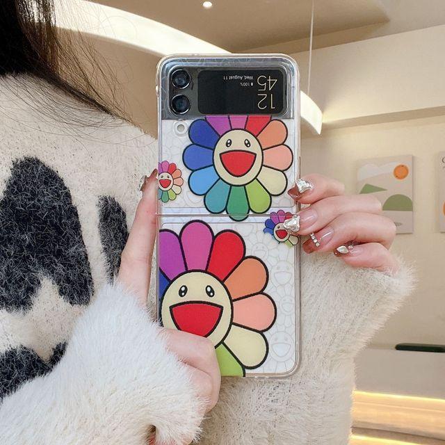 

Для Samsung Galaxy Z Flip 4 Чехол 3 Цветочная картина маслом Прозрачный складной чехол для Samsung Z Flip 3 Противоударный жесткий задний чехол Galaxy Z Flip 4