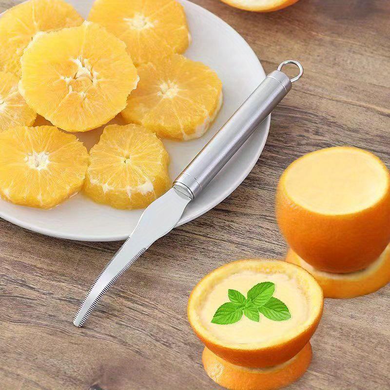 1 Stück Edelstahl Orangen-Schäler & Gemüseschneider - Sicheres & Vielseitiges Küchengerät zum Schneiden von Obst & Gemüse, Obst-Vorbereitungswerkzeug