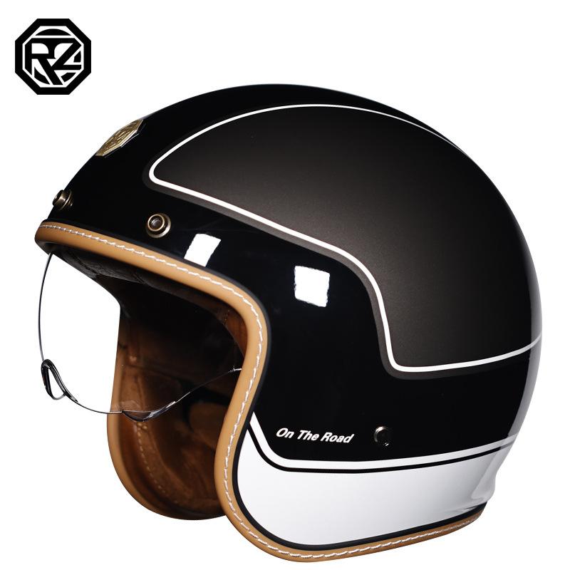 ORZ Motorcycle retro helmet for men and women, half helmet for cruising3/4Helmet for scooter, suitable for all seasons, personalized3C Authentication