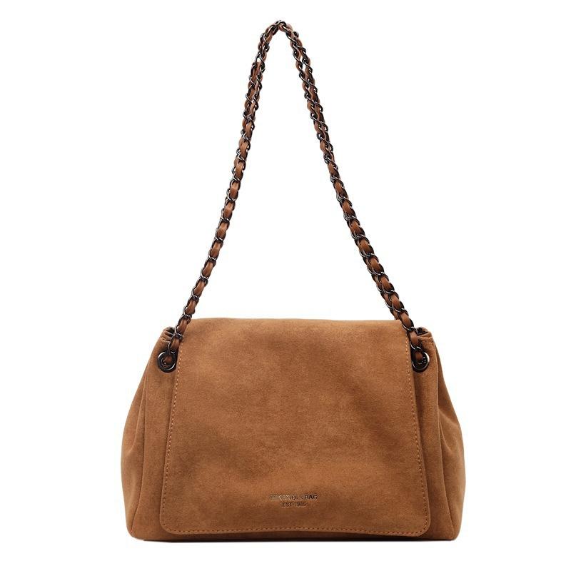 New Suede Autumn and Winter Solid Color Big Bag Women's Trend Underarm Bag Chain Messenger Bag